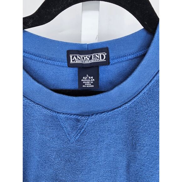 Land's End Men's Blue Long Sleeve Crew Beck Cotton Knit Sweater Size L - Picture 3 of 5